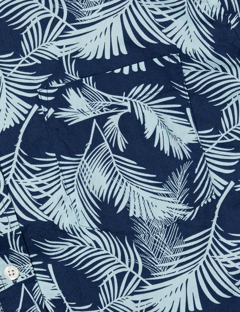 Amazon Essentials Рубашка с коротким рукавом обычного кроя с узором цвета морской волны и листьями пальм, размер XL, мужской дизайн,