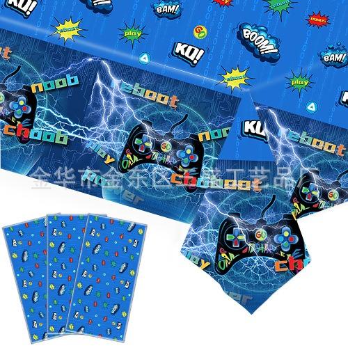 Blue Lighting Game Theme Disposable Tableware Set Blue Game Handle Paper Plates Napkins Happy Boy Game Birthday Party Supplies
