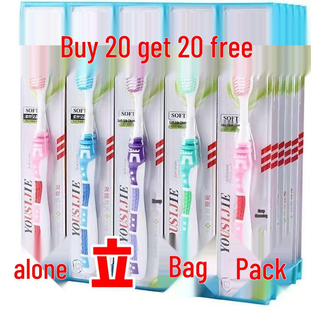 In-Stock Family Pack Antibacterial Toothbrush with Soft, Fine Bristles for Men, Women, and Adults - Home Essential (1-30 Pieces)