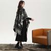 Ink Painting Double-sided Thickened Shawl with Women's Autumn and Winter Retro High-end Warm Cape, Scarf, Large Cape