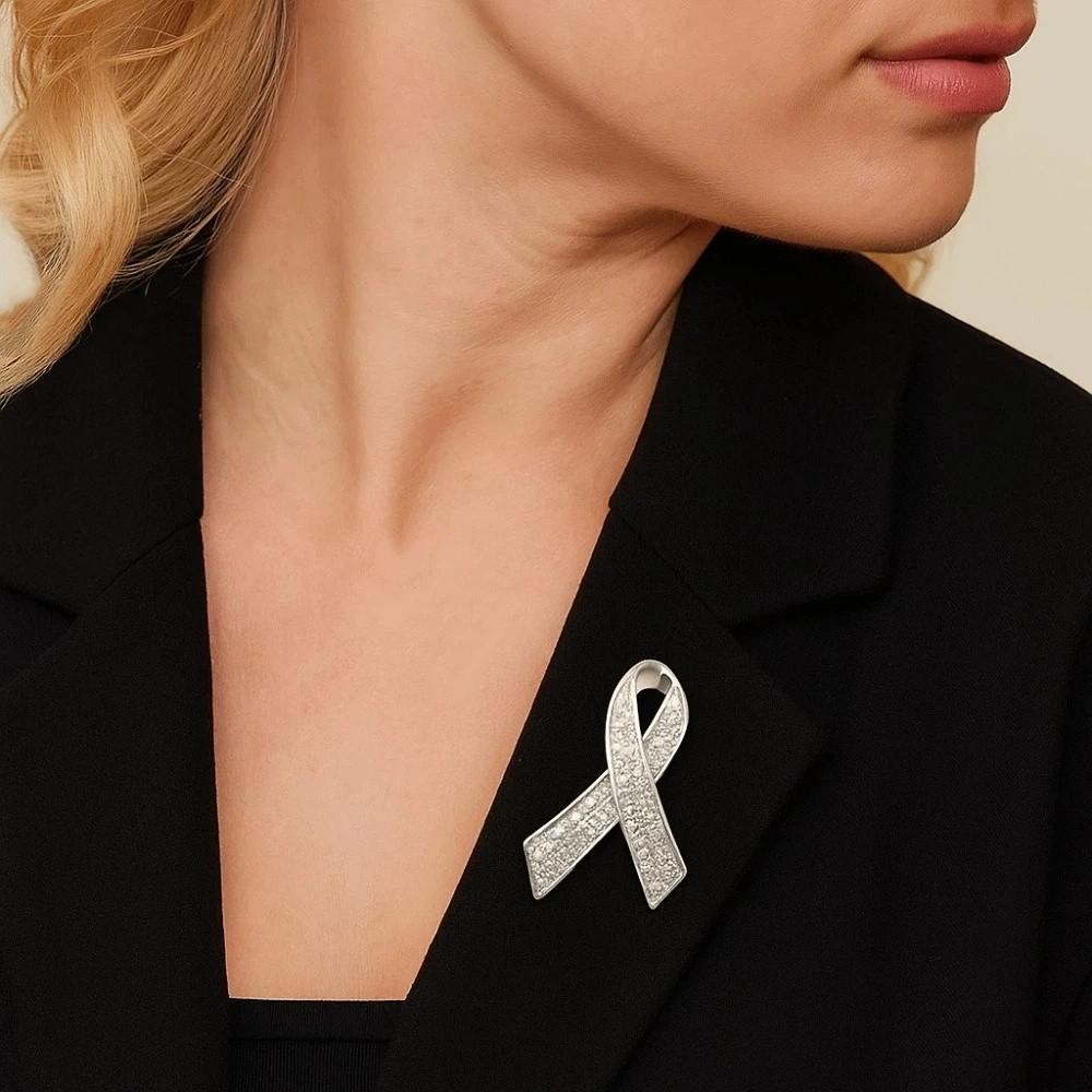 Awareness Black Ribbon Pin Rhinestone Crystal Funerals Memorial Pin Funeral
