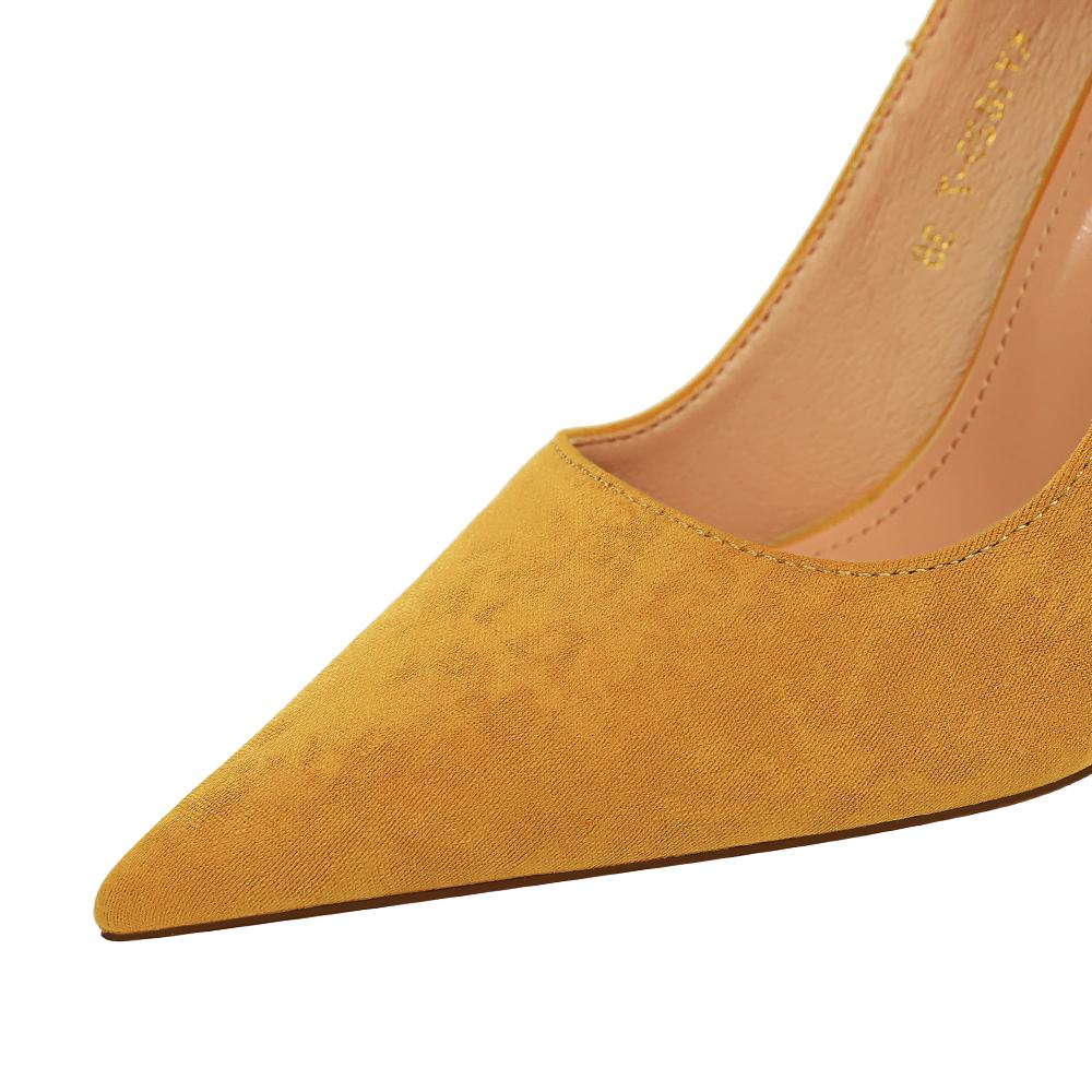 Bigtree Fashion Thin Heel 10.5CM Super High Heel Suede Shallow Mouth Pointed Sexy Single Shoe