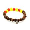 Stones and Minerals. Catalan Bracelet Wooden Beads + Yellow Agate + Red Agate 8 Mm. Made In France.