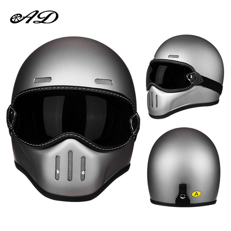 AD Ретро Мотошлем из Углеродного Волокна и Стекловолокна для Круизера, Скутера и Мопеда