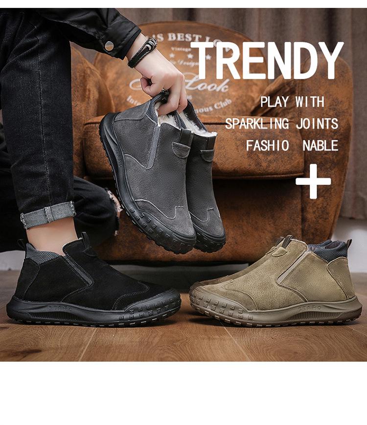 Мужские зимние высокие нескользящие защитные ботинки с бархатным утеплителем для защиты от холодной погоды и снега.