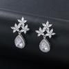 High Quality New Arrival Pear Cut and Star Flowers Cubic Zirconia CZ Crystal Shiny Wedding Bridal Chandelier Earrings