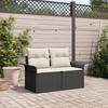 2-seater Garden Sofa with Cushions Black Synthetic Rattan 42006692