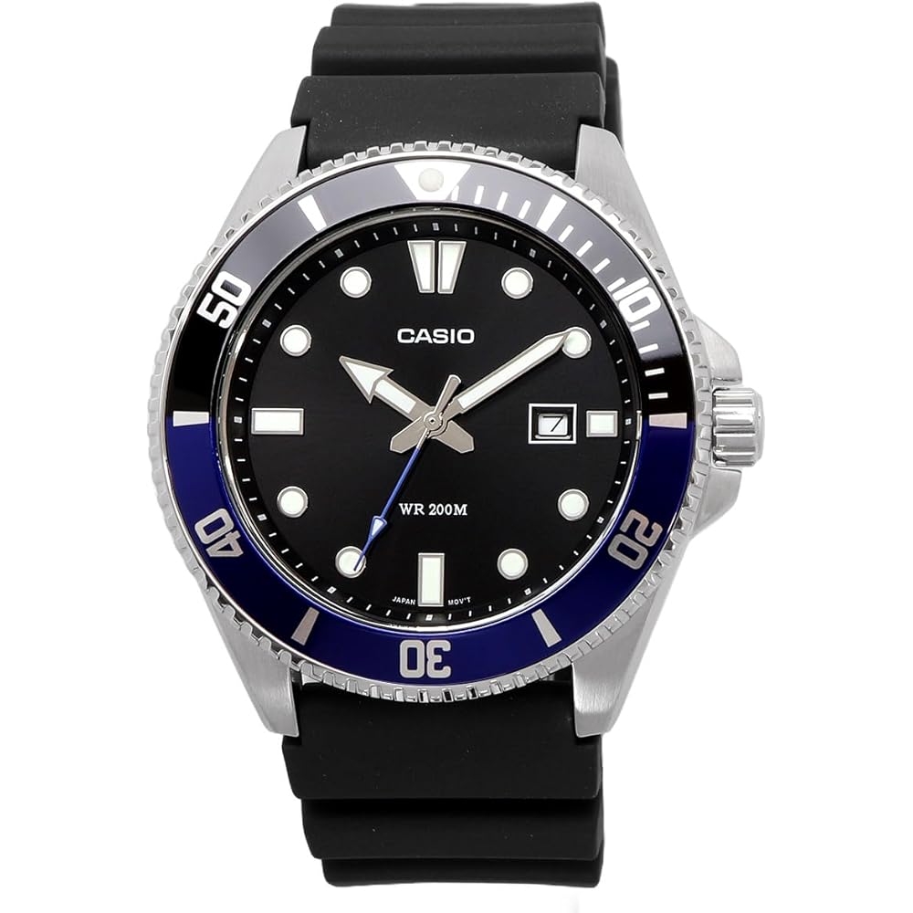 Casio MDV-107-1A2V Analog Sports Watch 20 ATM Water Resistant Black Blue Bezel Rubber Band