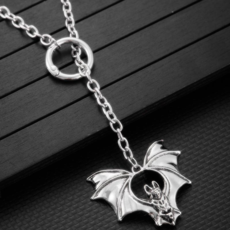Xiaomi Gothic Personality Punk Necklace Long Gothic Bat Pendant Necklace Exaggeration Sweater Chain Jewelry Halloween Party Accessories