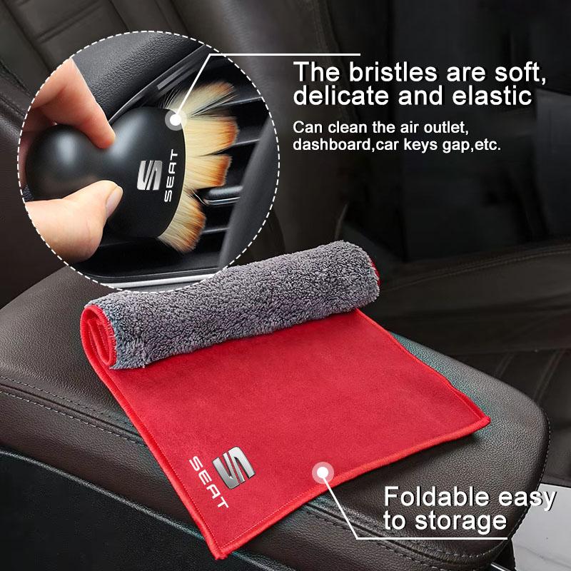 Car Interior Cleaning Soft Brush Car Wash Towel Microfiber Cleaning Rag Cloth for Seat 6J Toledo Exeo Cordoba FR MK3 Leon 1 2 3 Ateca Ibiza
