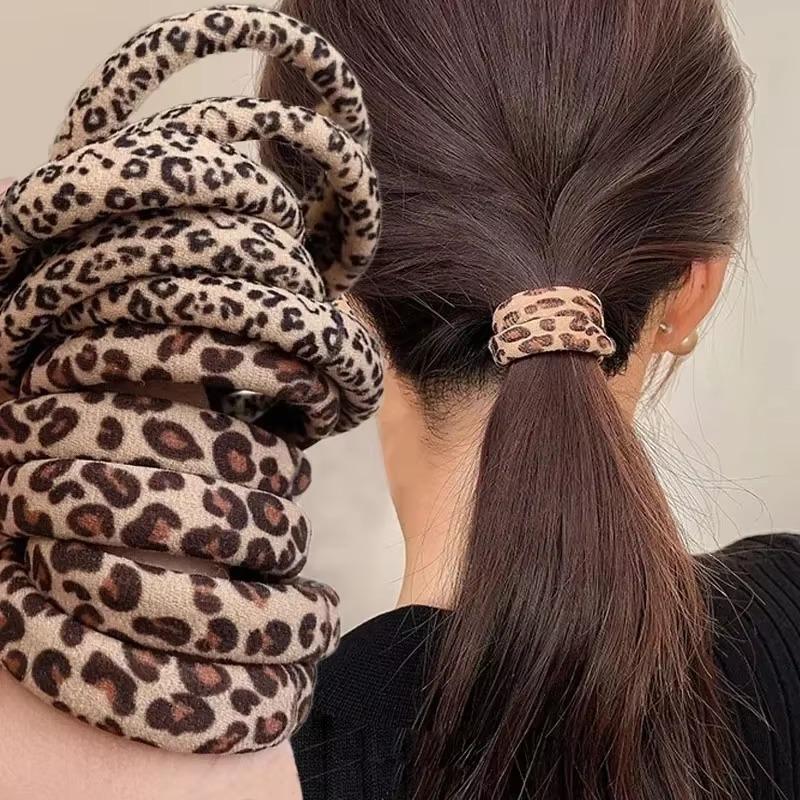 5/10pcs Leopard Print High Elastic Hair Ties Scrunchie High Elasticity Ponytail Holder Women Girls Hair Rings Rope Accessories