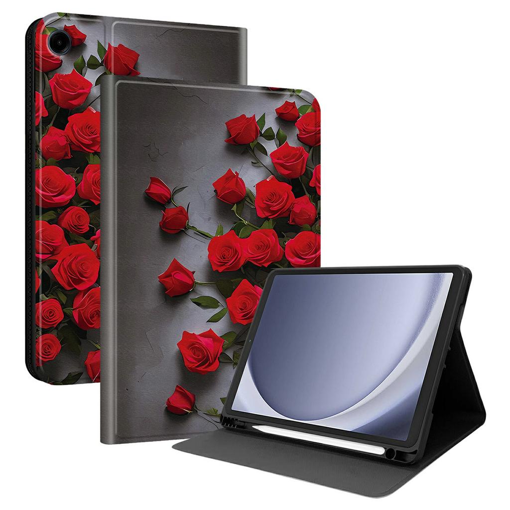 Чехол из ПУ кожи для Samsung Galaxy Tab A11 / Tab A9 с принтом, подставка для планшета с слотом для стилуса (Стилус не входит в комплект)
