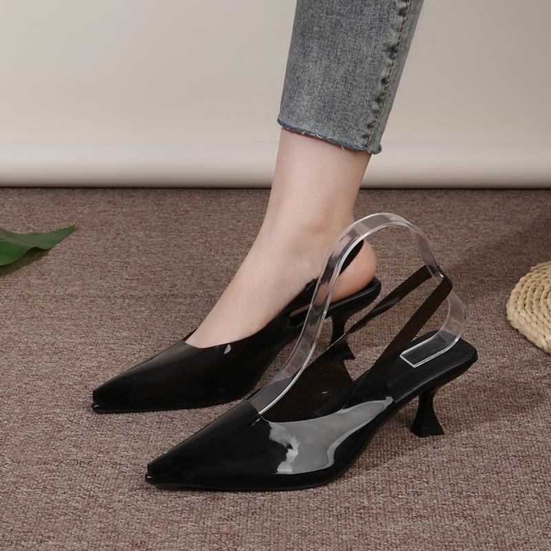 Весна 2024 года, новые женские босоножки, модные неглубокие слипоны, женские элегантные туфли с открытой пяткой, туфли-лодочки на низком квадратном каблуке