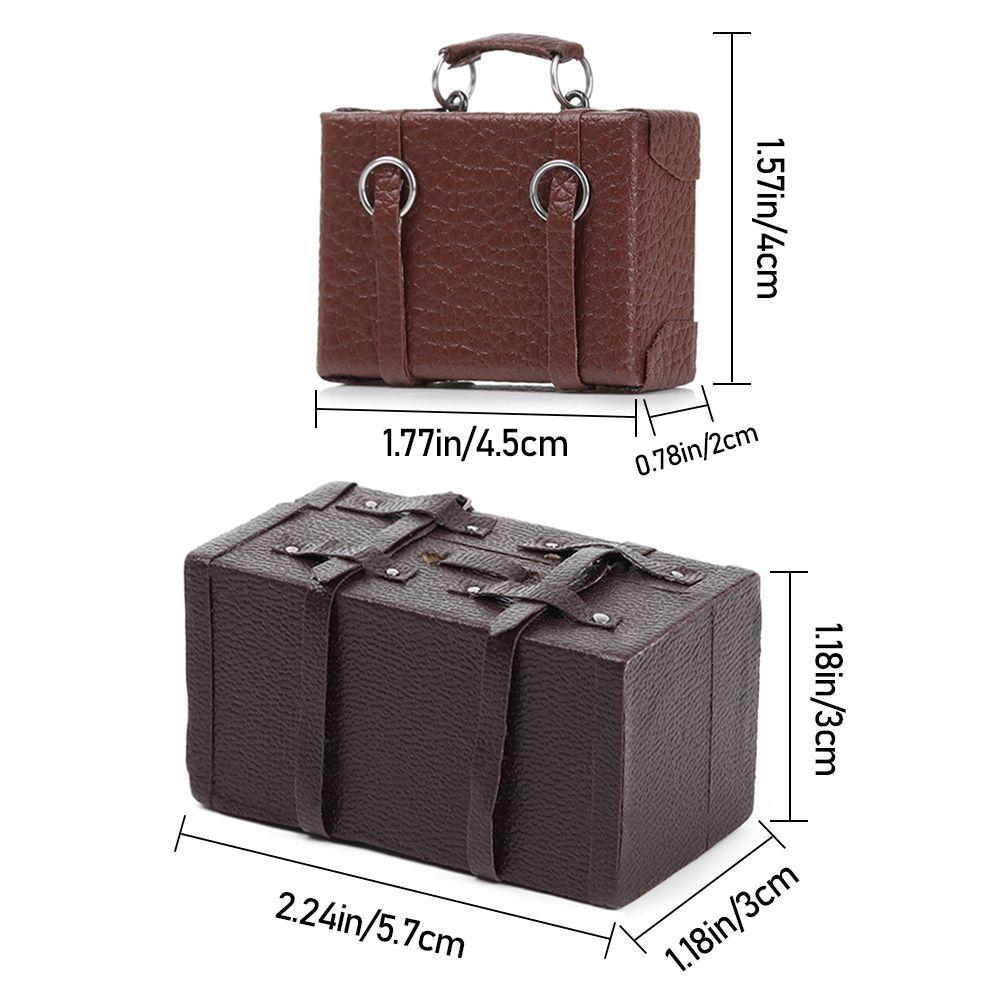 Furniture Play House Vintage Wood Box Miniature Portable Trunk Mini Suitcase Doll Leather Luggage