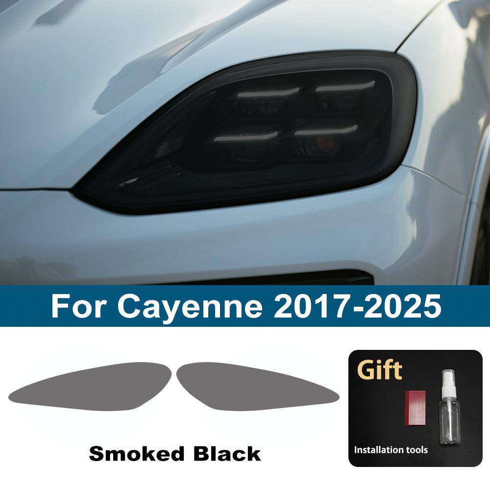 Пленка для фар автомобиля для Macan Cayenne Macan EV Защита от царапин Дымчато-черная TPU PPF Готовый комплект виниловой обертки для автомобильных фар