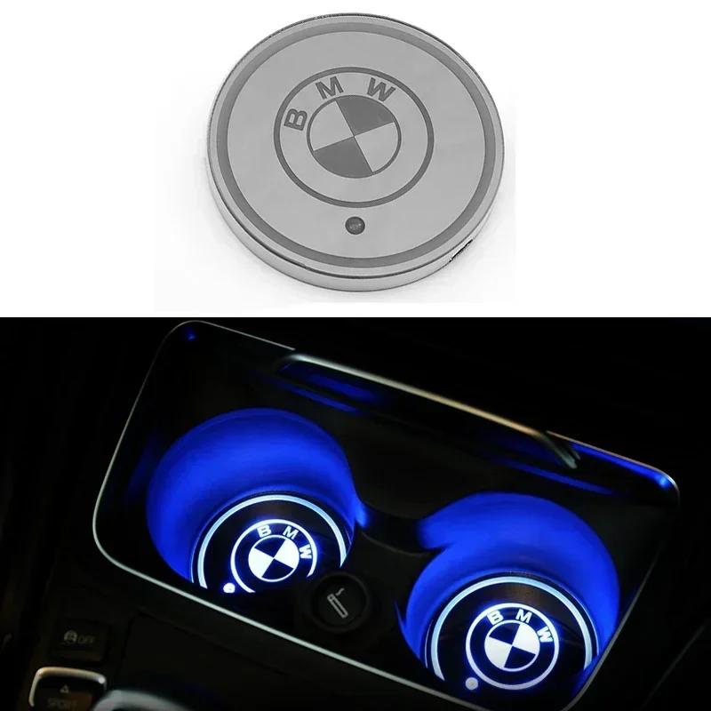 1pc Car Luminous Light Anti Slip Water coaster Mat pad For BMW M E39 E36 E60 E90 E3A4 E46 F30 F10 F20 X5 E53 E34 X1 car styling