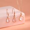 Necklace Earrings Set Natural Rose Quartz 18K Love Silver 925 Hypoallergenic Necklace Pink Gold Natural Stone Tea Anniversary Present for Accessories