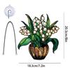 Acrylic Window Pendant Artificial Flower Pot Plant Wall Art Decor Sun Catcher With Chain Floral Sign For Outdoor Porch Kitchen