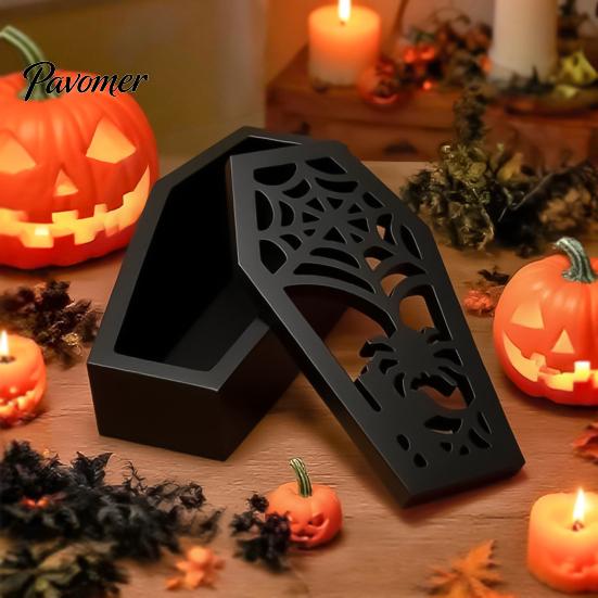 Легко извлекаемая силиконовая форма Хэллоуин Гробы Форма для абажура, DIY Полые Привидения Пауки Летучие мыши Формы для литья Поделки Гипс Цемент Эпоксидная смола
