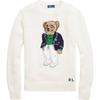 Polo SS24 Bear Embroidered Ribbed Crew Neck Long Sleeve Knit Sweater Women Sweater White 211924417-001