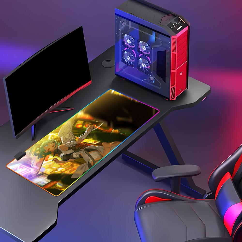 Арт Йонейама Май Коврик для мыши RGB Игровой коврик для мыши HD Геймерский Большой LED-подсветка XXL Коврики для мыши ПК Компьютерный коврик Нескользящий