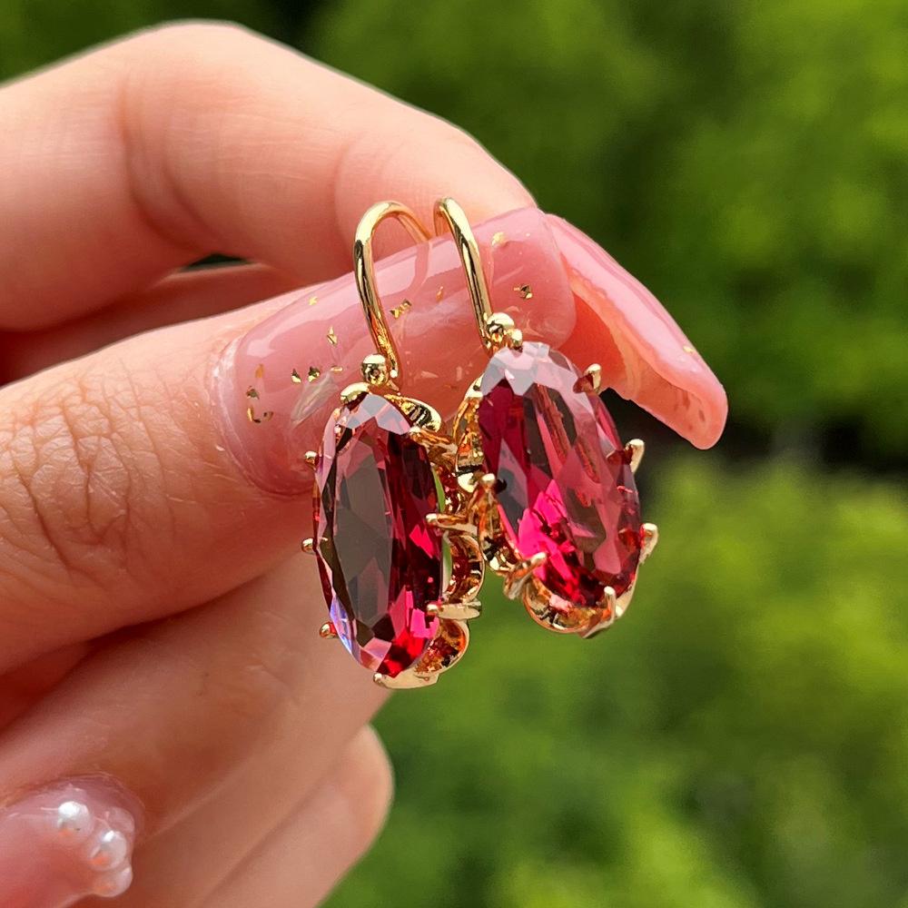 Бохо Женские Хрустальные Красные Синие Серьги-Капли Серебристого Цвета Циркониевый Камень Маленькие Круглые Свадебные Для Женщин