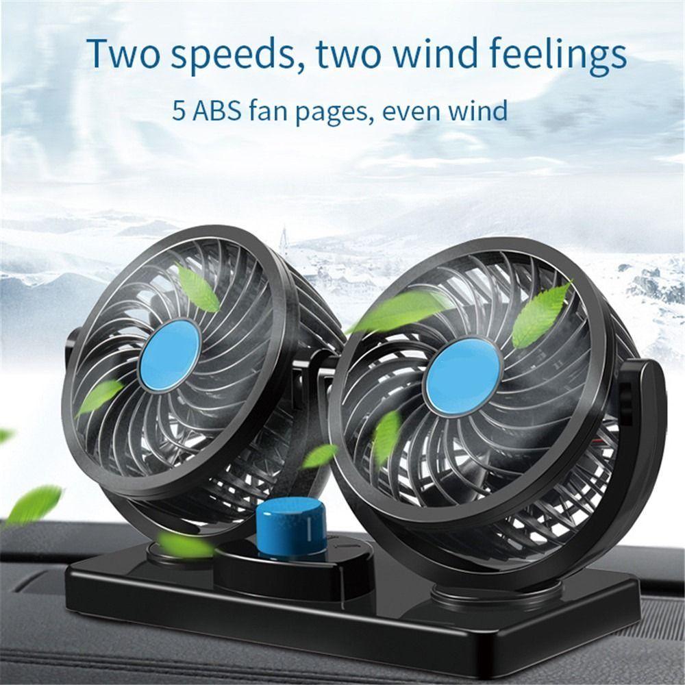 360 Degree Adjustable Car Cooling Fan Single/Dual Head Automotive Electric Fan Desktop Fan  Summer
