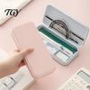 Hard Shell Pencil Organizer for Backpack 2Pcs Simple Case Students, Plastic Holder Macaroon Color Pouch with Multiple Compartments, Lightweight