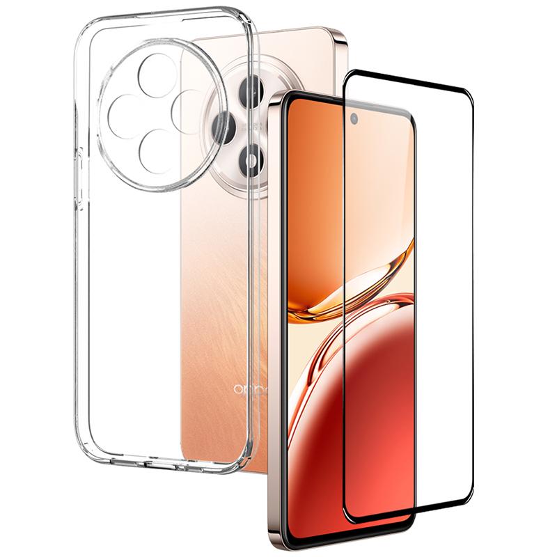 NORTHJO Прозрачный чехол для Oppo Reno12 F 5G, чехол-бампер из ТПУ с защитной пленкой для экрана