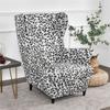 Leopard Print Wing Chair Cover Elastic Spandex Armchair Covers Anti -Dirty Washable Furniture Protector Ottoman Cover Home Decor