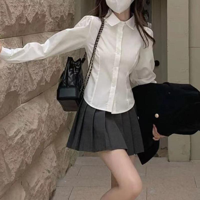 Милая рубашка в японском стиле для женщин, новая, с длинным рукавом, симпатичный дизайн, туника на шнуровке, блузка, осенняя мода, тонкая одежда на пуговицах