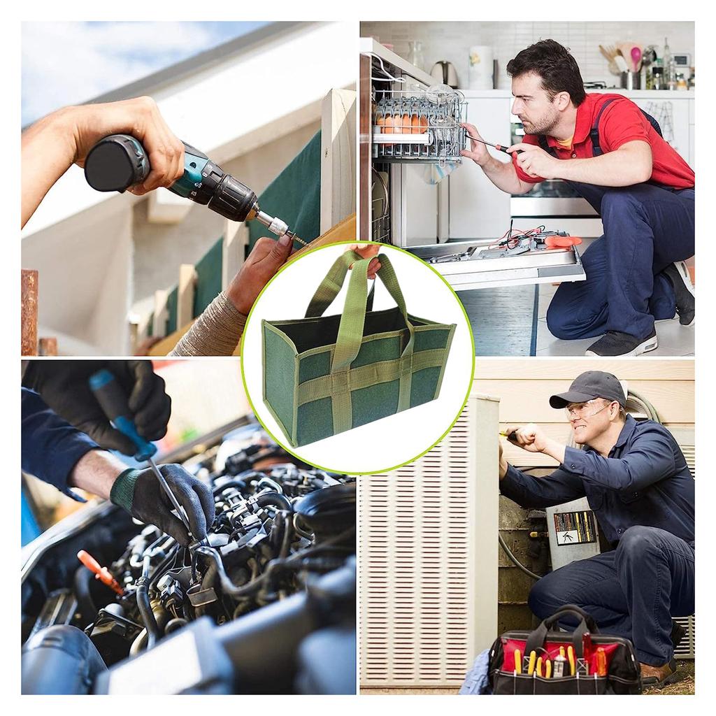 Wide Mouth Tool Bag Canvas Tool Bag Large Capacity Storage Bags Organizer Handbag Tool Bag Carry Bags for Wrenches Plier