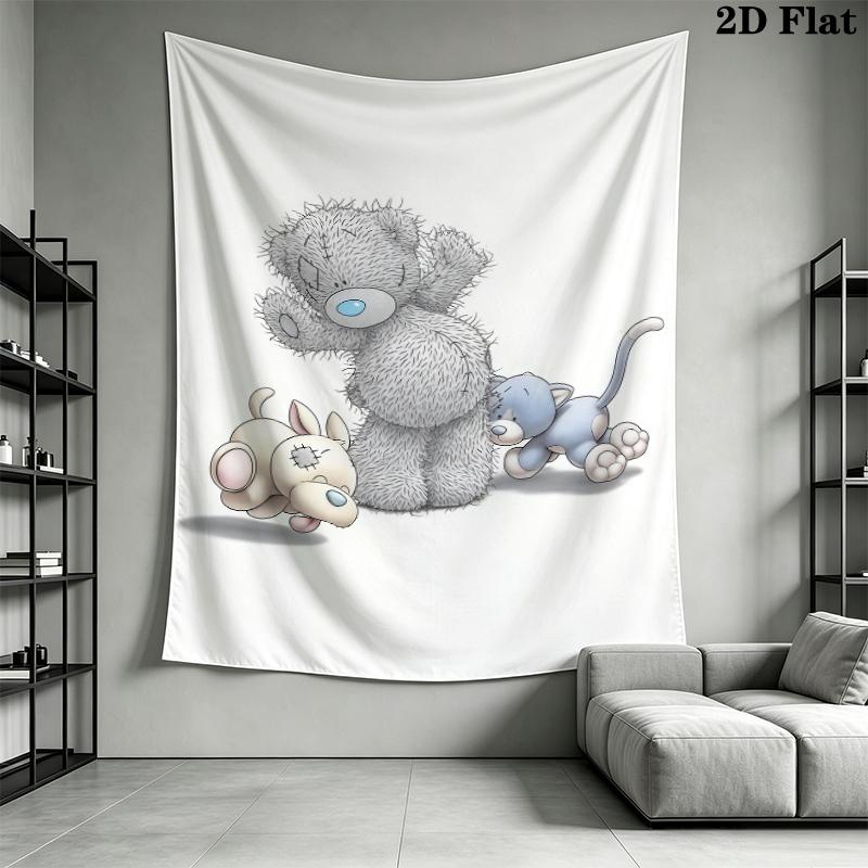 Tatty Teddy Wall Tapestry Aesthetic Wall Hanging Printed Fabric Blanket Decorative Tapestries for Bedroom Living Room Home Decor