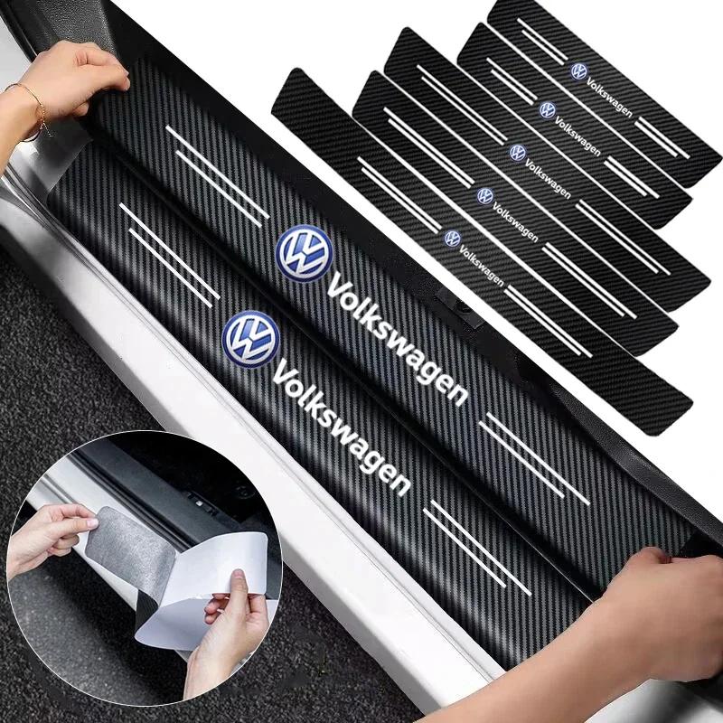 ·1/4/5Pcs Car Door Sill Carbon Microfiber Protector Sticker For Volkswagen VW Golf Passat GTI Amarok Teramont Phaeton ID.3 SharaAL2