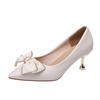 Fashion 2024 Spring Autumn New Lovely Women's High Heels Pointed Toe High Heel Slip-on Mary Janes Shoes with Butterfly-knot for Wedding