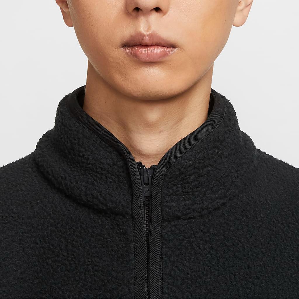 Nike Клубная повседневная модная простая флисовая куртка на молнии с длинным рукавом Мужские куртки Черный Белый FZ0889-010