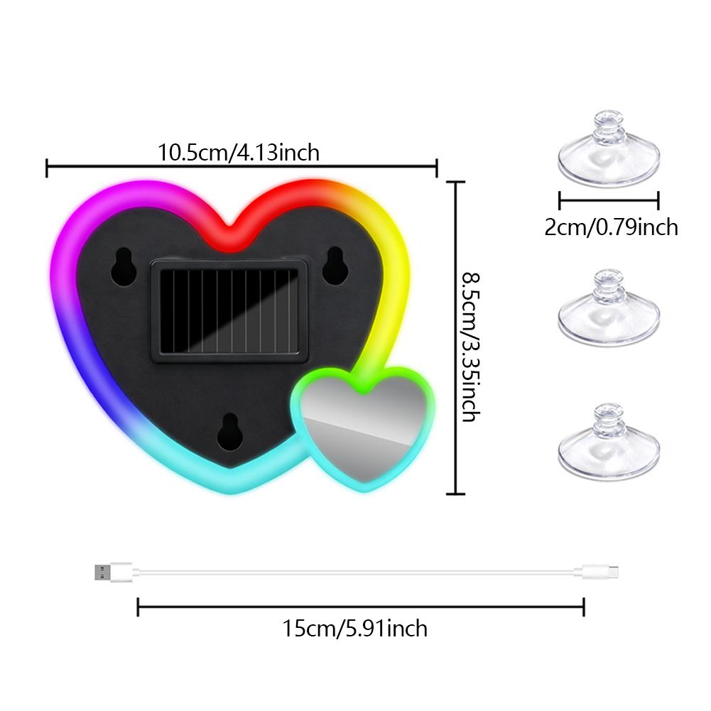 Easy Installation Dual Heart Shape Wireless Car LED Heart Light Suction Cup Solar Powered Soft Illumination Car Neon Light