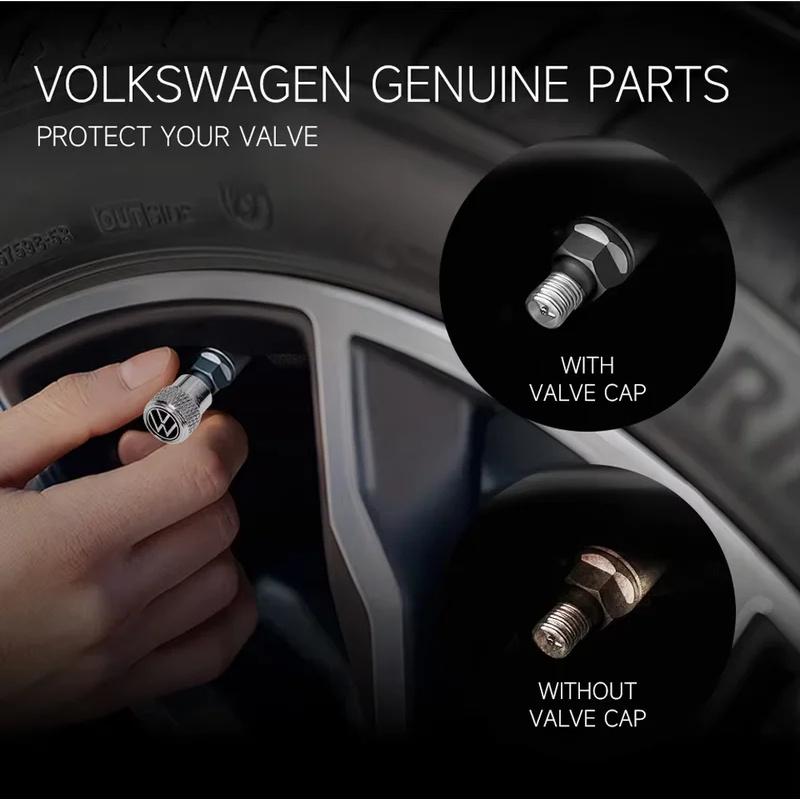 UDXKW1 4pcs Car Wheel Tire Valve Caps Stem Auto Styling For Volkswagen VW R-line GTI UPi Golf 7 Golf 8 Passat Jetta Touran CADDY