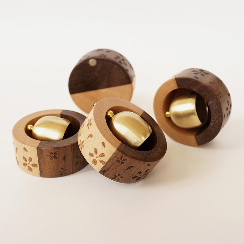 Медный колокольчик с рисунком Сакуры, входной дверной звонок, деревянный дверной звонок, подвесной ветровой звонок, беспроводной дверной звонок для домашнего декора, винтажный магнитный звонок