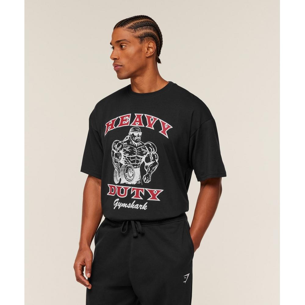 Gymshark Тяжелая работа Бро Графическая футболка Gs Черный A4c8i Bb2j