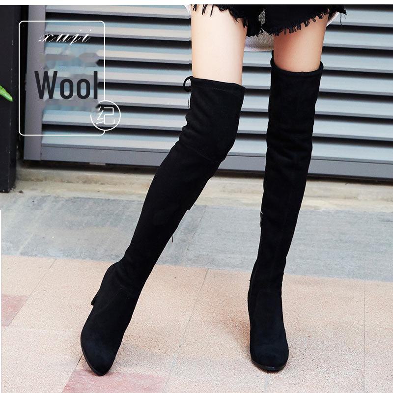 Осенне-зимние европейские/американские ботфорты, большого размера, из матовой кожи, на толстом высоком каблуке