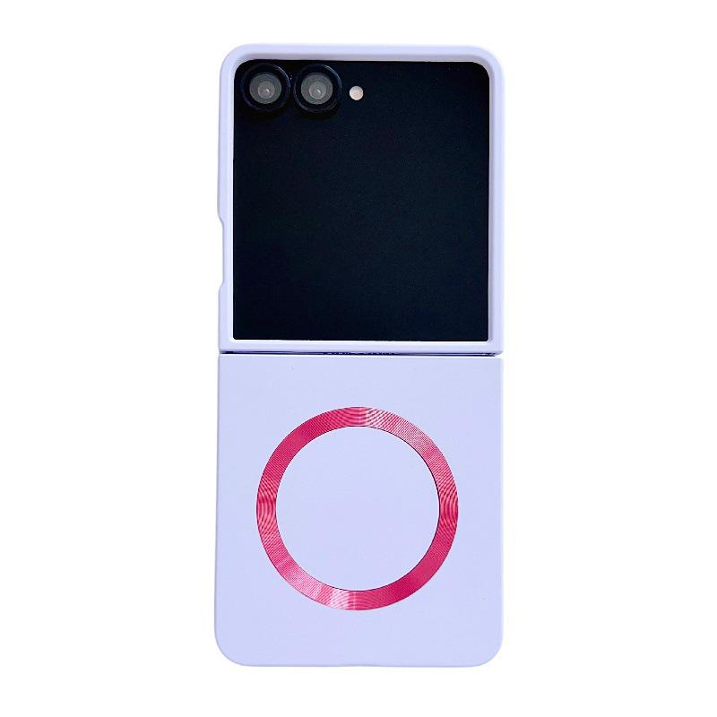 Samsung Z Flip7 Case: Iridescent Solid Color, Magnetic Ring, Drop-Proof, Folding Screen, PC Hard Shell.
