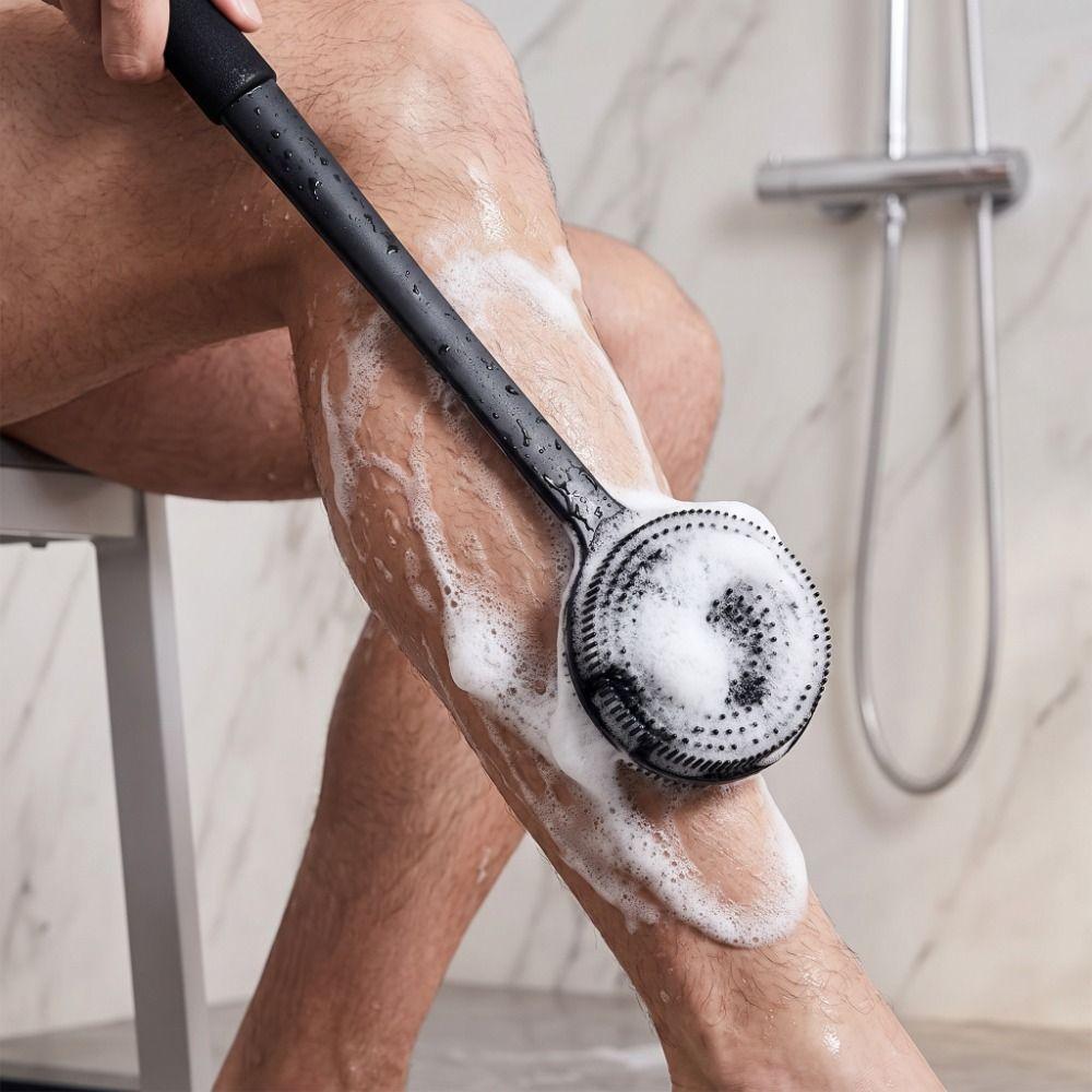 Long Handle Silicone Body Brush Double-Sided Exfoliating Brush Bath Back Scrubber Bath Time