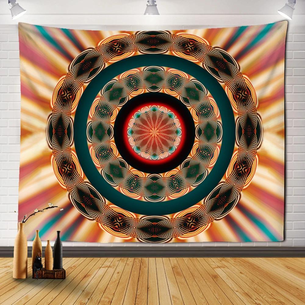 Гостиная в стиле бохо Психоделическое колдовство Общежитие Простыни Домашний декор Красочные Мандала Гобелен Настенный декор