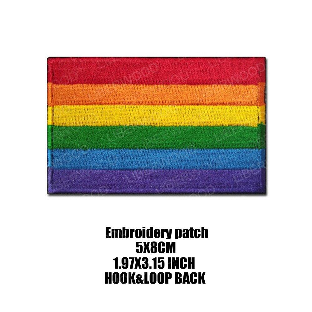 LIBERWOOD Радужный флаг, вышитая нашивка для геев, ЛГБТ, тактическая аппликация для одежды, шляпа, военная эмблема с крючком и петлей