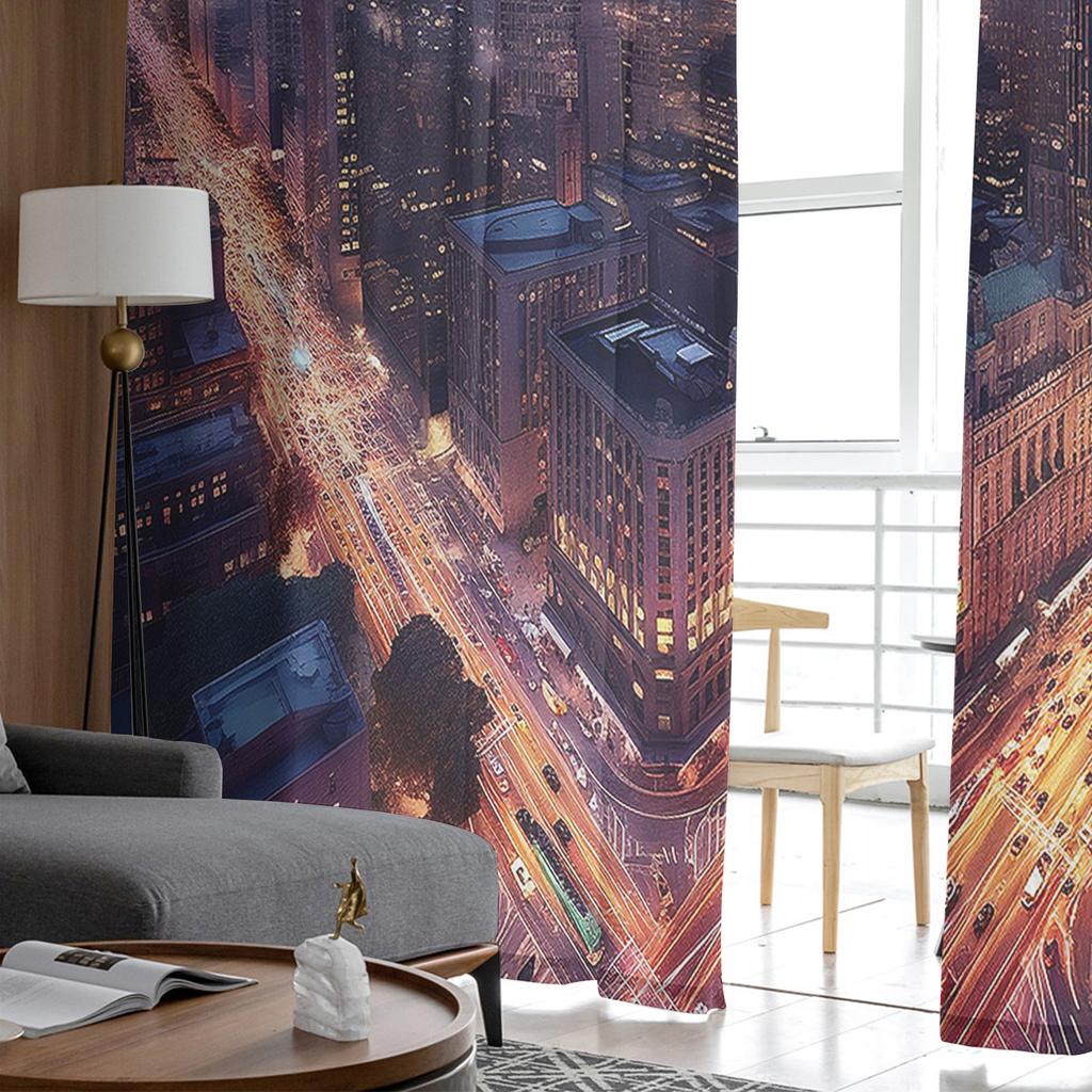 Уличный город небо градиент высокое здание оконные шторы для гостиной спальни кухня шифон прозрачный оконный декор