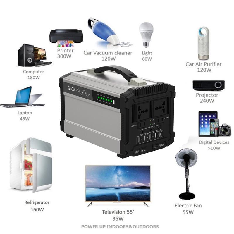120000 мАч 500 Вт Накопитель энергии Портативный Солнечный Инвертор Генератор ИБП Чистая Синусоида Источник питания USB ЖК-дисплей