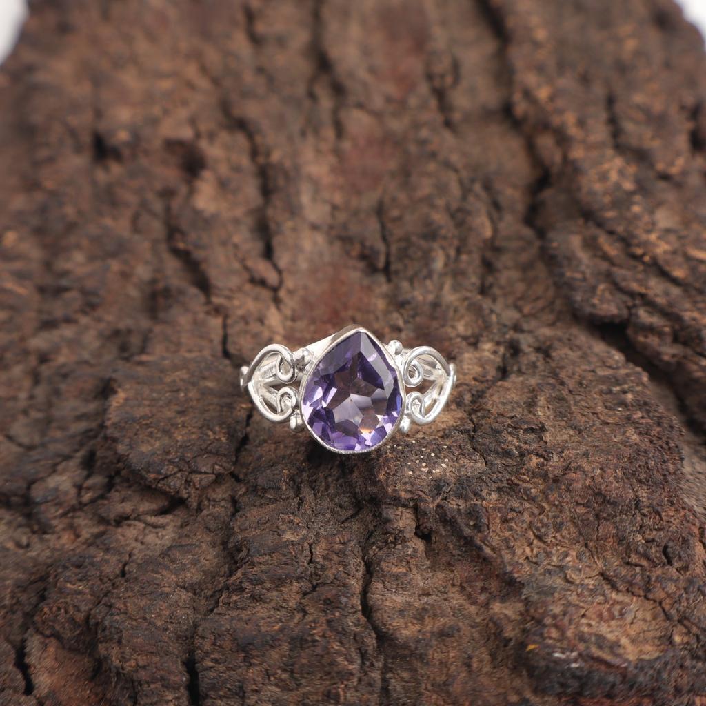 Natural Iolite 925 Sterling Silver Wife Gift Handcrafted Statement Ring Jewelry RR-46-10