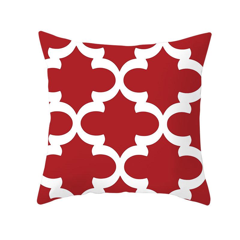 Red Geometric Cushion Cover 45X45 Pillowcase Decor Sofa  Polyester  Home