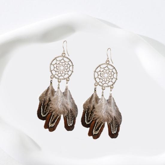 1 пара ретро богемные женские серьги-крючки с кисточками и перьями, круглые серьги-капли во дворцовом стиле, висячие серьги, ювелирные изделия, подарок